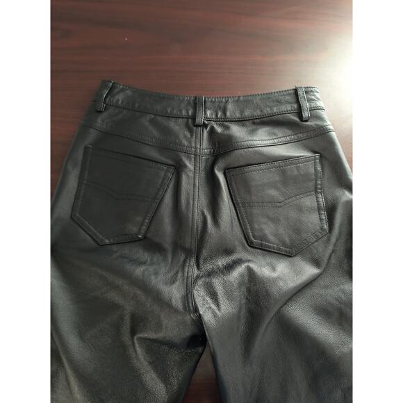 Newport News Leather Pants Women's Sz 6 Black Bootcut Lined Classic Dressy Biker - Picture 7 of 14